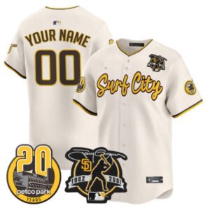Padres Tony Gwynn & Petco Park 20th Patch Vapor Premier Limited Custom Jersey V3 – All Stitched