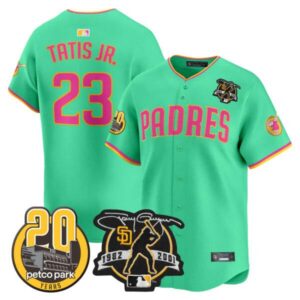 Men’s Padres Tony Gwynn & Petco Park 20th Patch Vapor Premier Limited Jersey V2 – All Stitched