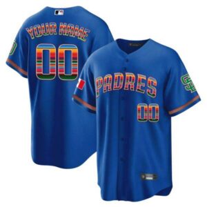San Diego Padres Mexico Blue Custom Jersey – All Stitched