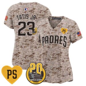 Women’s Padres “For Peter” & Petco Park 20th Patch USMC Vapor Premier Limited Jersey – All Stitched