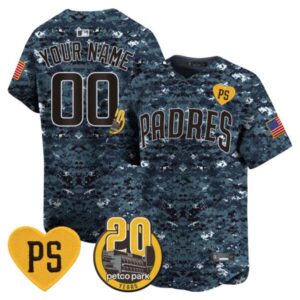 Padres “For Peter” & Petco Park 20th Patch USMC Vapor Premier Limited Custom Jersey – All Stitched
