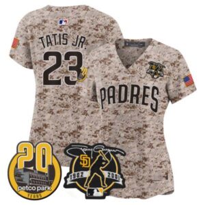 Women’s Padres Tony Gwynn & Petco Park 20th Patch USMC Vapor Premier Limited Jersey – All Stitched