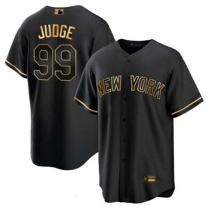 Men’s New York Yankees Black Limited & Gold Jersey – All Stitched
