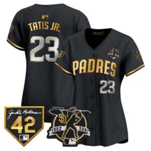 Women’s Padres 2024 Tony Gwynn & Robinson Patch Vapor Premier Limited Jersey – All Stitched