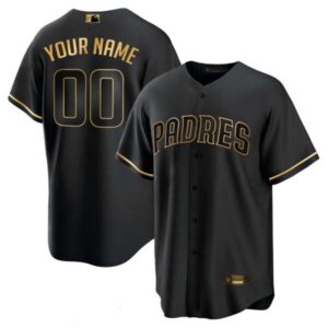San Diego Padres Black Gold & White Gold Custom Jersey – All Stitched