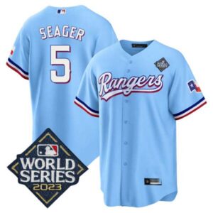 Corey Seager Texas Rangers 2023 World Series Cool Base Jersey – All Stitched