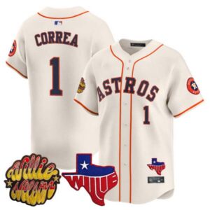 Men’s Houston Astros ‘Willie Nelson Patch’ Vapor Premier Limited Jersey – All Stitched