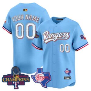 Texas Rangers 2023 World Series Champions Gold Trim Vapor Premier Limited Custom Jersey V2 – All Stitched