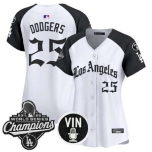 Women’s Dodgers 2025 World Series Champions Vapor Premier Limited Jersey – LA Gothic Edition – All Stitched