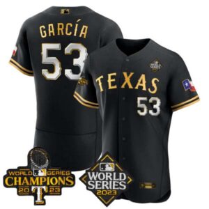 Men’s Texas Rangers 2023 World Series Champions Flex Base Jersey V4 – All Stitched