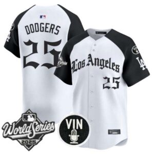 Men’s Dodgers 2025 World Series Vapor Premier Limited Jersey – LA Gothic Edition – All Stitched