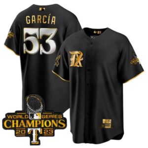 Men’s Texas Rangers 2023 World Series Champions City Connect Cool Gold Jersey – All Stitched