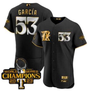Men’s Texas Rangers 2023 World Series Champions City Connect Flex Gold Jersey – All Stitched