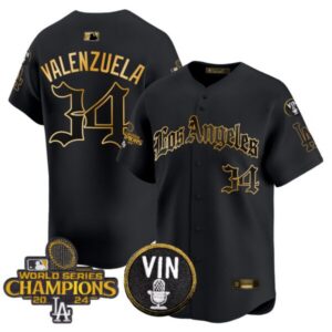 Men’s Dodgers 2025 LA Gothic Style Gold Vapor Premier Limited Jersey – All Stitched