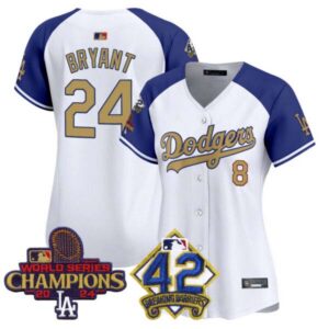 Women’s Dodgers 2024 World Series Champions & Jackie Robinson Patch Vapor Premier Limited Jersey – All Sti