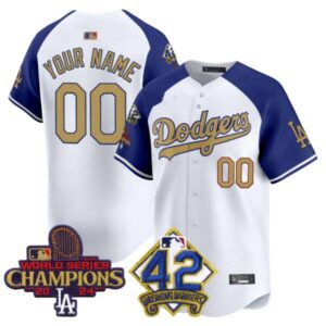 Dodgers 2024 World Series Champions & Jackie Robinson Patch Vapor Premier Limited Custom Jersey – All Stitched
