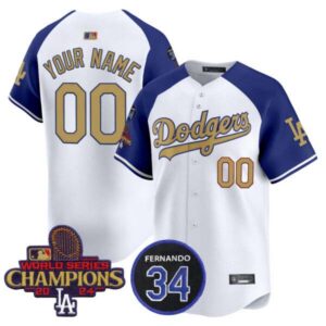 Dodgers 2025 #34 Fernando Patch Gold Vapor Premier Limited Custom Jersey – All Stitched