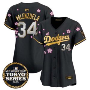 Women’s Dodgers Tokyo Series 2025 Gold Trim Vapor Premier Limited Jersey V2 – Stitched