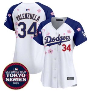 Women’s Dodgers Tokyo Series 2025 Gold Trim Vapor Premier Limited Jersey – Stitched