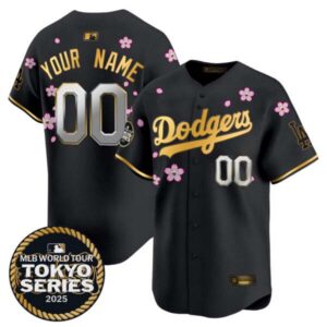 Dodgers Tokyo Series 2025 Gold Trim Vapor Premier Limited Custom Jersey V2 – Stitched