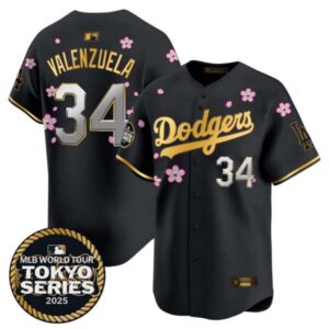 Men’s Dodgers Tokyo Series 2025 Gold Trim Vapor Premier Limited Jersey V2 – Stitched
