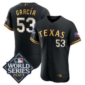 Men’s Texas Rangers 2023 World Series Flex Base Jersey – All Stitched