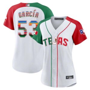 Women’s Texas Rangers Mexico Flag Jersey – All Stitched