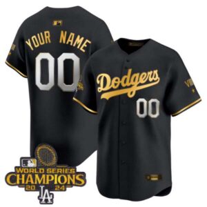 Dodgers 2024 World Series Champions Gold Trim Vapor Premier Limited Custom Jersey – All Stitched