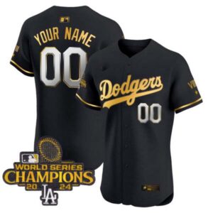 Dodgers 2024 World Series Champions Gold Trim Vapor Premier Elite Custom Jersey V3 – All Stitched