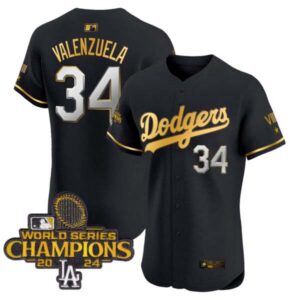 Men’s Dodgers 2024 World Series Champions Gold Trim Vapor Premier Elite Jersey V3 – All Stitched
