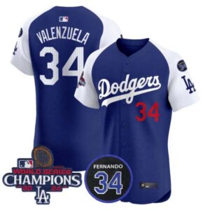 Men’s Dodgers 2024 World Series Champions Patch Vapor Premier Elite Jersey V2 – All Stitched
