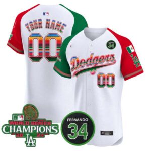 Dodgers Mexico 2024 World Series Champions Vapor Premier Elite Custom Jersey V2 – All Stitched