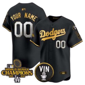 Dodgers 2024 World Series Champions Gold Trim Vapor Premier Limited Custom Jersey V3 – All Stitched