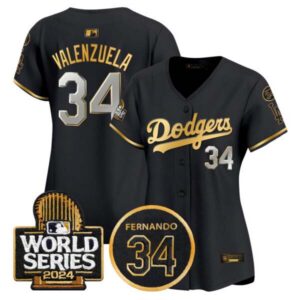 Women’s Dodgers Fernando Memorial & 2024 World Series Patch Vapor Premier Limited Jersey – All Stitched