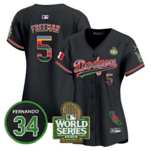 Women’s Dodgers Mexico Fernando Memorial & 2024 World Series Patch Vapor Premier Limited Jersey V2 – All