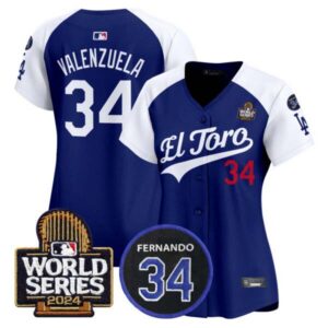 Women’s Dodgers El Toro 2024 World Series Patch Vapor Premier Limited Jersey – All Stitched