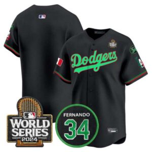Men’s Dodgers Mexico Fernando Memorial & 2024 World Series Patch Vapor Premier Limited Jersey V3 – All