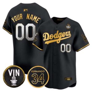 Dodgers 2024 World Series Gold Trim Vapor Premier Limited Custom Jersey V3 – All Stitched