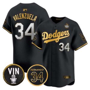 Men’s Dodgers 2024 World Series Gold Trim Vapor Premier Limited Jersey V3 – All Stitched