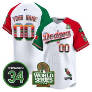 Dodgers Mexico Fernando Memorial & 2024 World Series Patch Vapor Premier Limited Custom Jersey V2 – All Sti