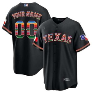 Men’s Texas Rangers Mexican Heritage Night Cool Base Custom Jersey – All Stitched