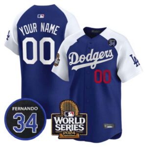 Dodgers Fernando Valenzuela & 2024 World Series Patch Vapor Premier Limited Custom Jersey V2 – All Stitched