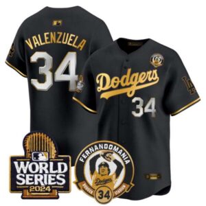 Men’s Dodgers Fernando Valenzuela & 2024 World Series Patch Vapor Premier Limited Jersey – All Stitched
