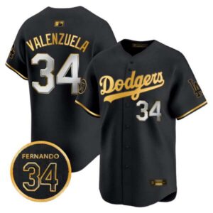 Men’s Dodgers Fernando Valenzuela Memorial Patch Vapor Premier Limited Jersey – All Stitched
