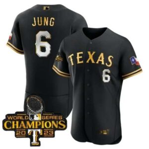 Josh Jung Texas Rangers World Series Champions Black Gold Jersey – All Stitched