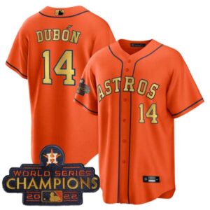 Mauricio Dubón Astros Orange Gold Champions Patch Jersey – All Stitched