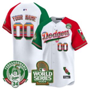 Dodgers Mexico Fernando Valenzuela & 2024 World Series Patch Vapor Premier Limited Custom Jersey – All Stitc