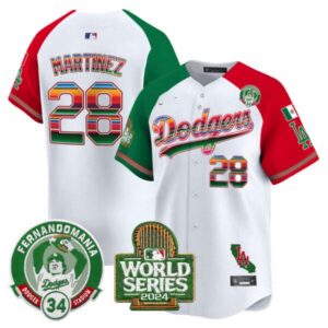 Men’s Dodgers Mexico Fernando Valenzuela & 2024 World Series Patch Vapor Premier Limited Jersey – All St