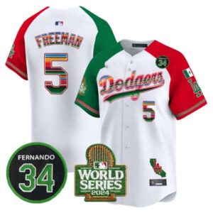 Men’s Dodgers Mexico Fernando Memorial & 2024 World Series Patch Vapor Premier Limited Jersey – All Stitch