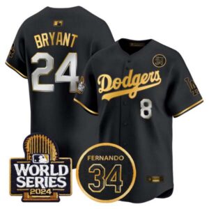 Men’s Dodgers Fernando Valenzuela Memorial & 2024 World Series Patch Vapor Premier Limited Jersey – Al